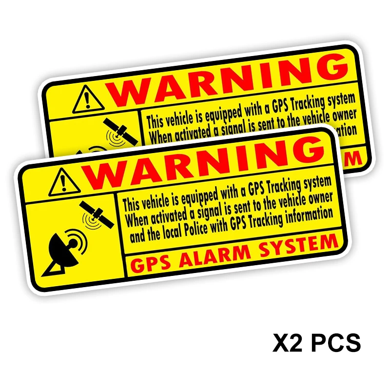 Y315# 2 PCS Warning GPS Alarm System Sticker on The Car Vinyl Decal Waterproof Decoration Car Stickers