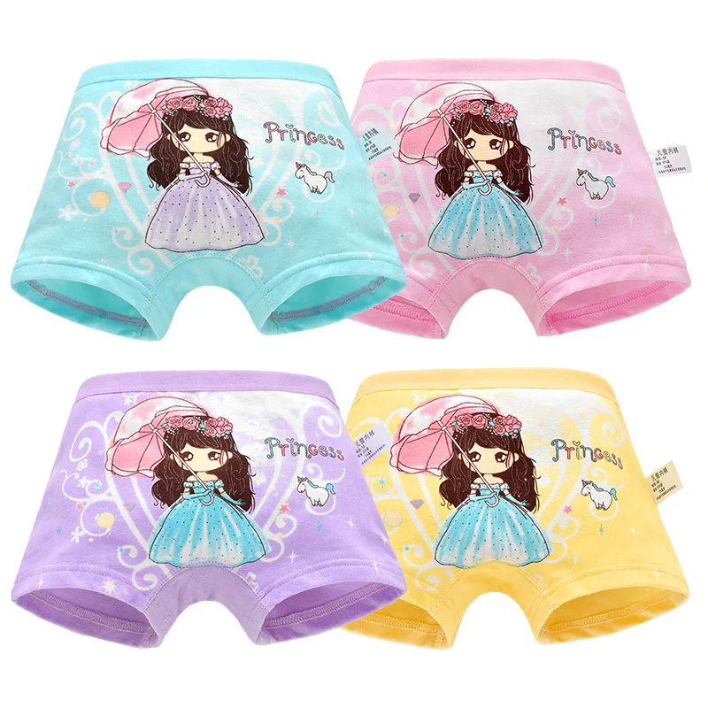 

4 Pieces Girls Underwear Cotton Soft Comfortable Love Cute Princess Children Underwear For Girls Shorts