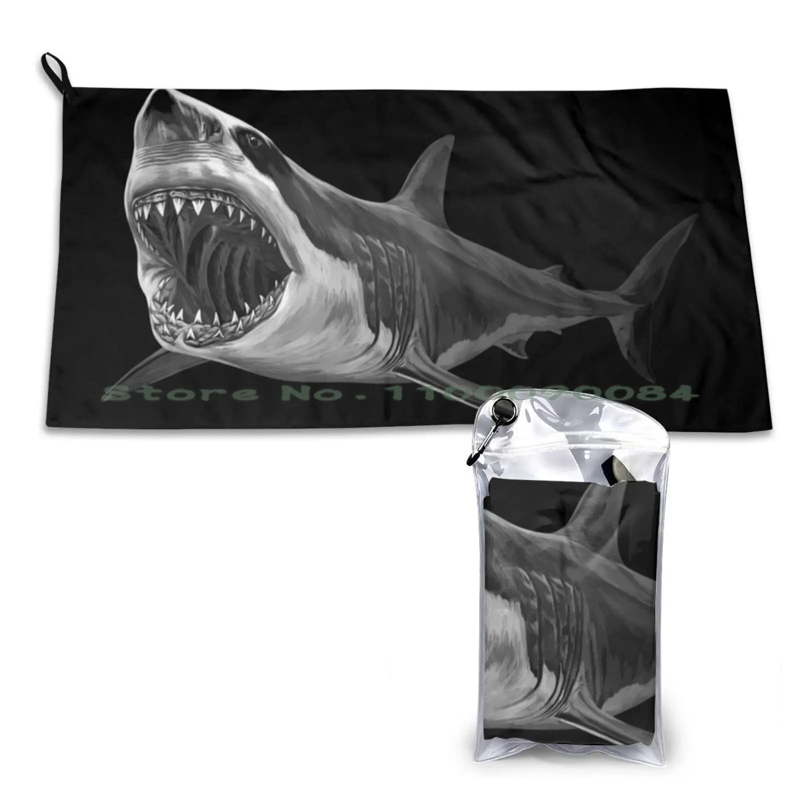 Great White Shark Quick Dry Towel Gym Sports Bath Portable Great White Shark Ocean Shark Attack Sea Animals Wild Animal Soft