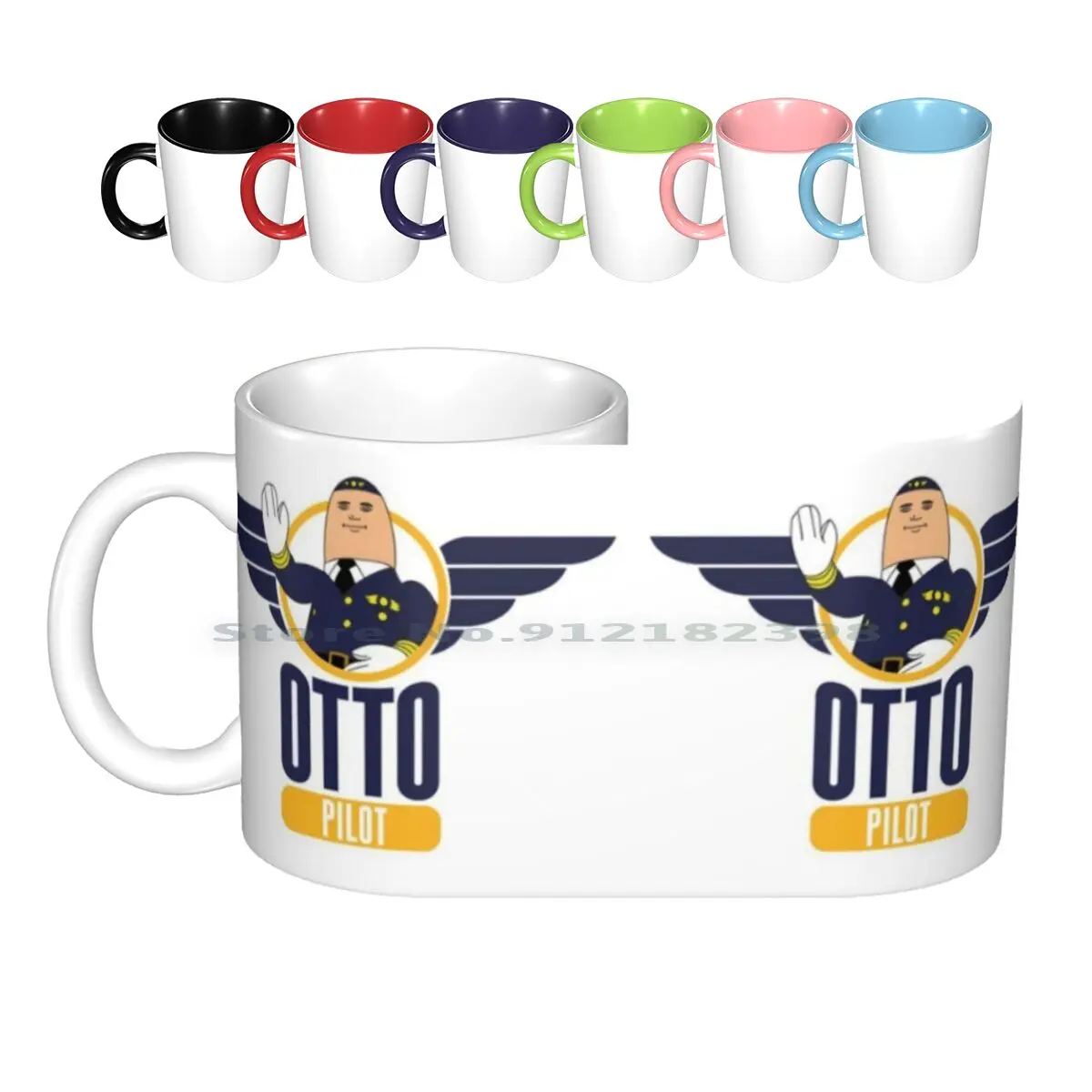 Otto The Inflatable Pilot Ceramic Mugs Coffee Cups Milk Tea Mug Otto Co Pilot Airplane Movie Film Leslie Nielson Comedy Funny