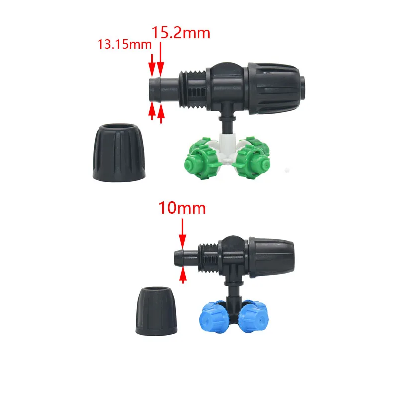 Greenhouse Hanging Misting Nozzle With 3/8 1/2 Tee Cross Water Nozzle Sprinkler Garden Sprinklers 1Pcs