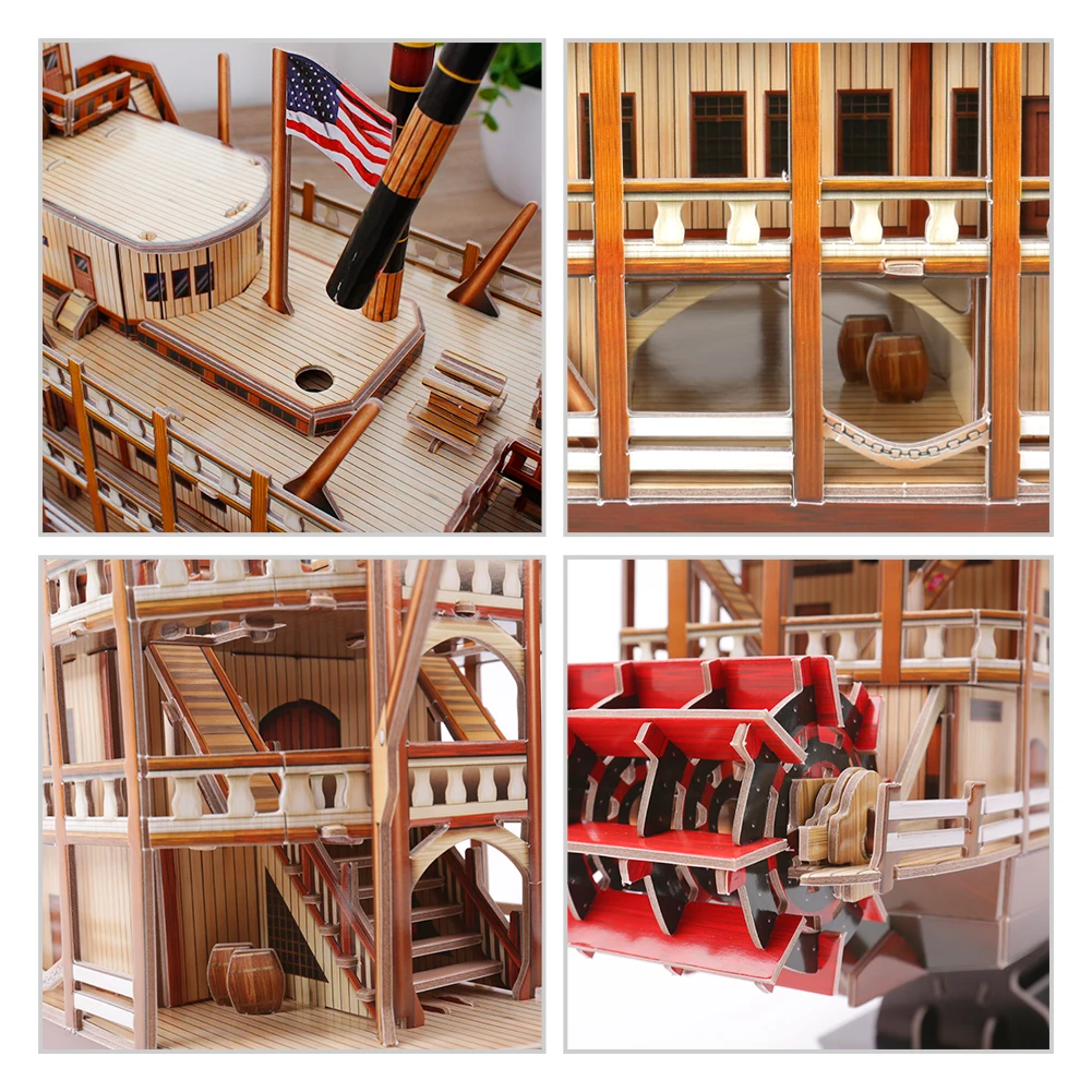 CubicFun 3D Puzzle Vessel Ship Models Toys Building Kits 142 Pcs US Worldwide Trading Mississippi Steamboat for Adults Kids