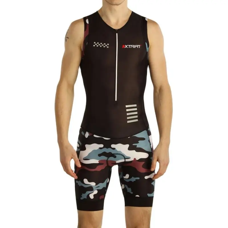 XTRIAT-Men\'s Cycling Triathlon Suit, Sleeveless Bicycle Skinsuit, Male Bike Jersey, New Swiming Clothes, Summer Jumpsuit