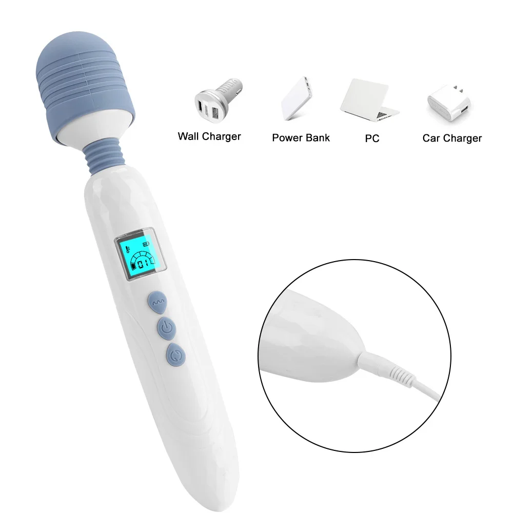 IKOKY 36 Speed LCD AV Stick Vibrator Massager Magic Wand Clitoris Stimulate Heated G Spot Vibrator Female Masturbation Sex Shop