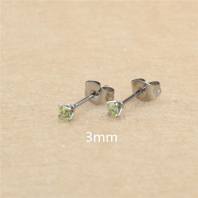 1 Paar Lemonyellow Hypoallergene Edelstahl-Ohrstecker mit AAA-Zirkonia, CZ-Knochenohrstecker-Set für Damen und Herren, 2-8 mm – Detail 11