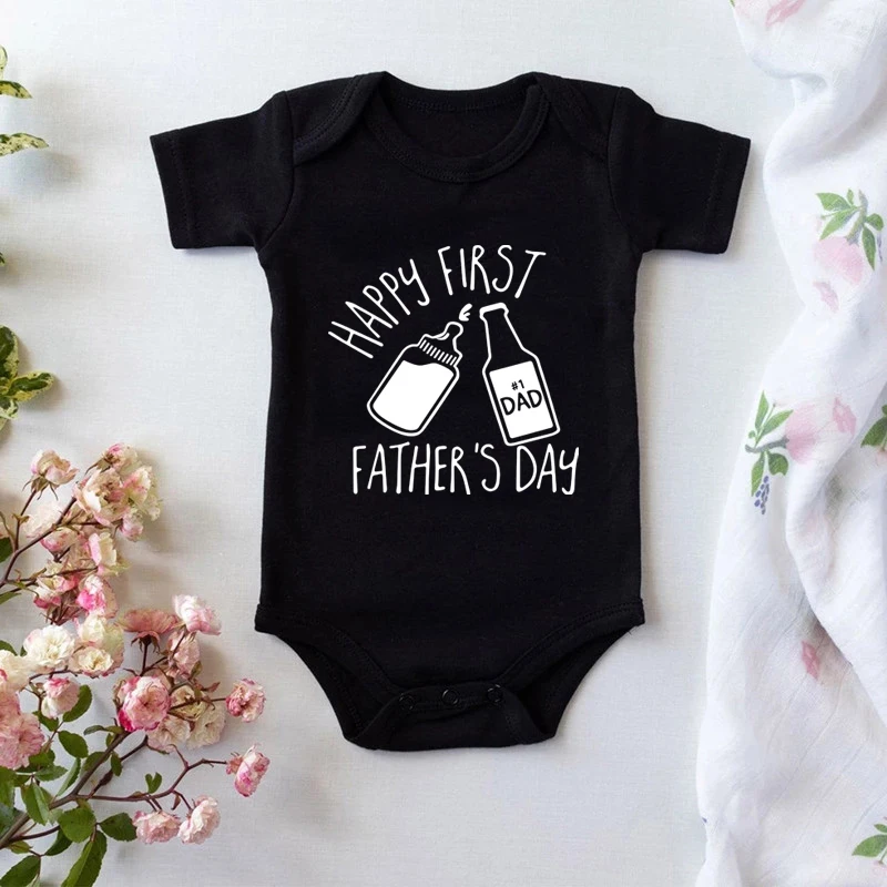 

Funny Happy First Father's Day Newborn Baby Bodysuit Cotton Baby Boys Girls Onesies Rompers Baby Father's Day Gift