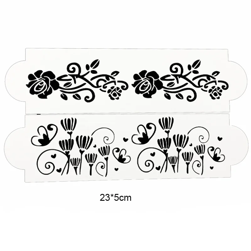 

2pc Stencils Rose Cake Border Mold Accessory Decoration Template DIY Scrapbook Diary Doodle Painting Template