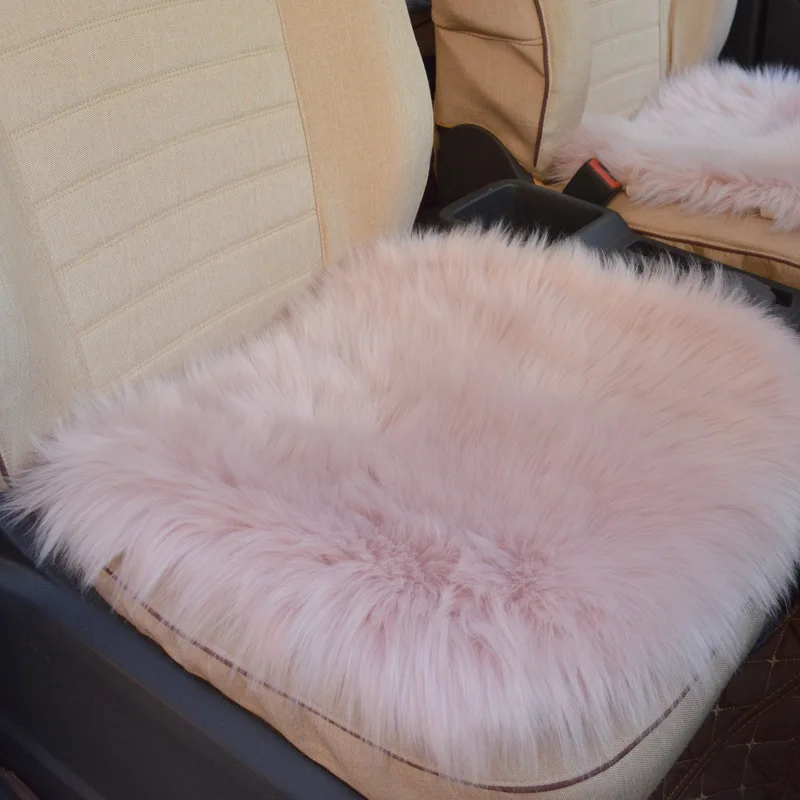 45*45cm Luxurious Natural Fur Authentic Soft Fluffy Wool Sheepskin Car Seat Cover for Automobile Interior Accessory Seat Cushion