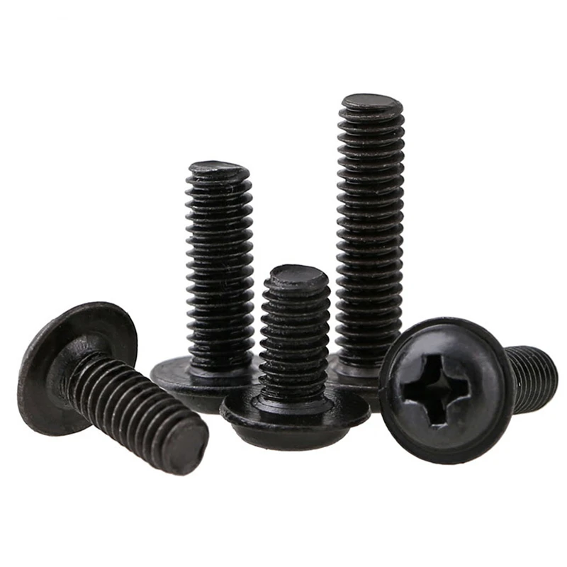 M2 M2.5 m3 m4 m5 Black Carbon steel PWM cross phillips pan round truss head with washer padded collar screw machine bolt screws