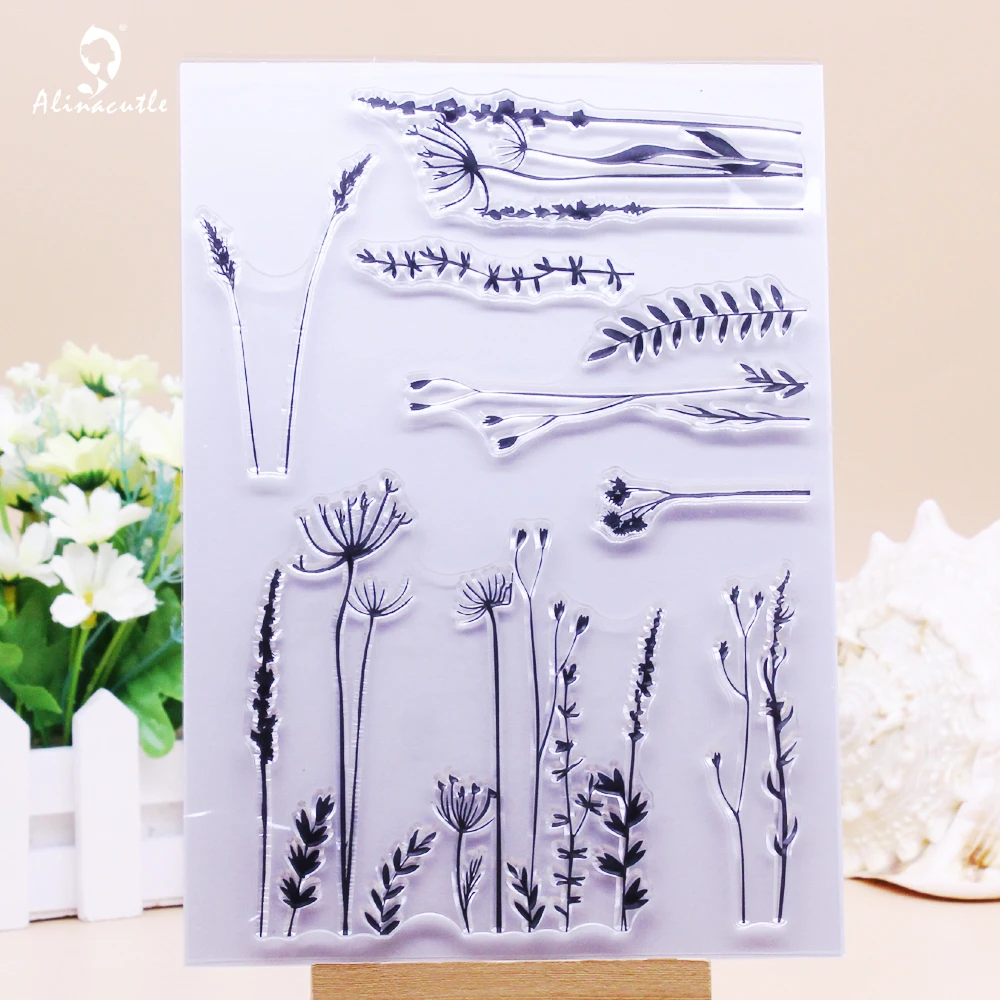 Alinacutle CLEAR STAMPS Jungle Plant Bush Floral Grass DIY Scrapbooking Card Paper Craft Rubber Roller Transparent Silicon Stamp