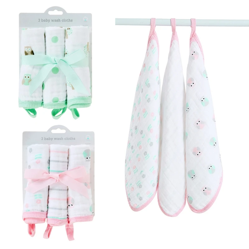 3Pcs Baby Feeding Towel Cotton Gauze Baby Saliva Towel Washcloths Newborns Handkerchief Facecloth Nursing Towel