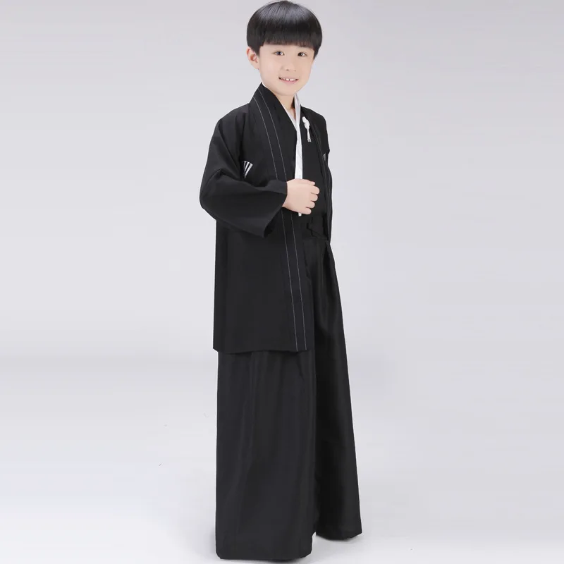 Boys Japanese Traditional Yukata Samurai Kimono Bathing Robe Loose Style Luxury Wear Clothing Long Gown