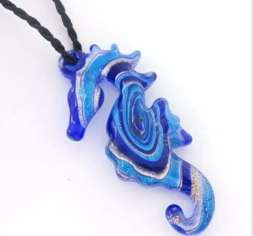 Handmade Murano Glass Hippocampus Pendant For Necklace  Jewelry