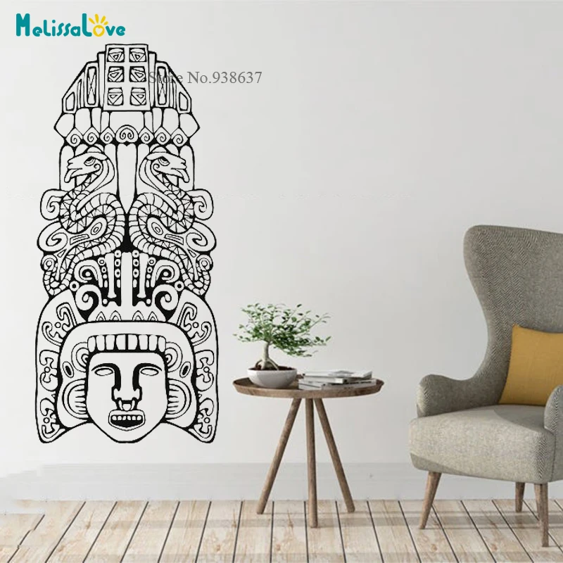 Large Size Sticker North American Aztec Totem Poles Museum Decor Mural Vinyl Wall Stickers Waterproof Removable BA955