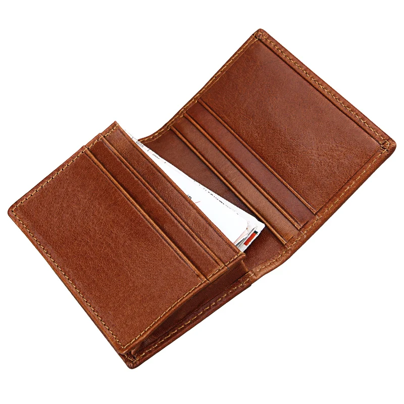 

Genuine Leather Business Name Cards Holders Men Vintage Cards Package Crazy Horse Short Style Bag Credit Card Holder TW2731