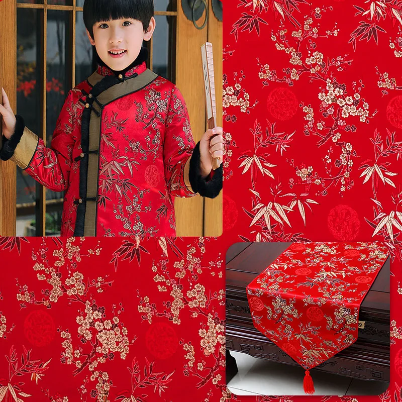 Brocade jacquard fabric for sewing cheongsam and kimono patchwork needlework damask material DIY silk garment fabrics