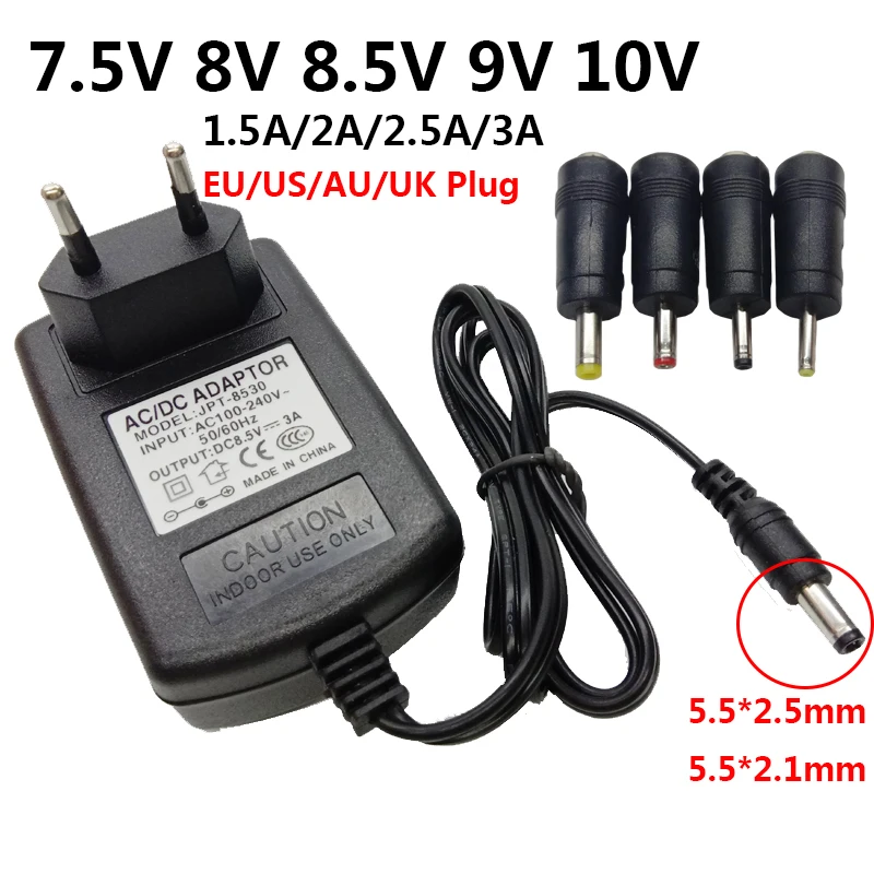 

7.5V 8V 8.5V 9V 10V AC DC Power Adapter Supply 1.5A 2A 2.5A 3A Adaptor Adaptador Universal 7.5 8 8.5 9 10 V Volt Conveter