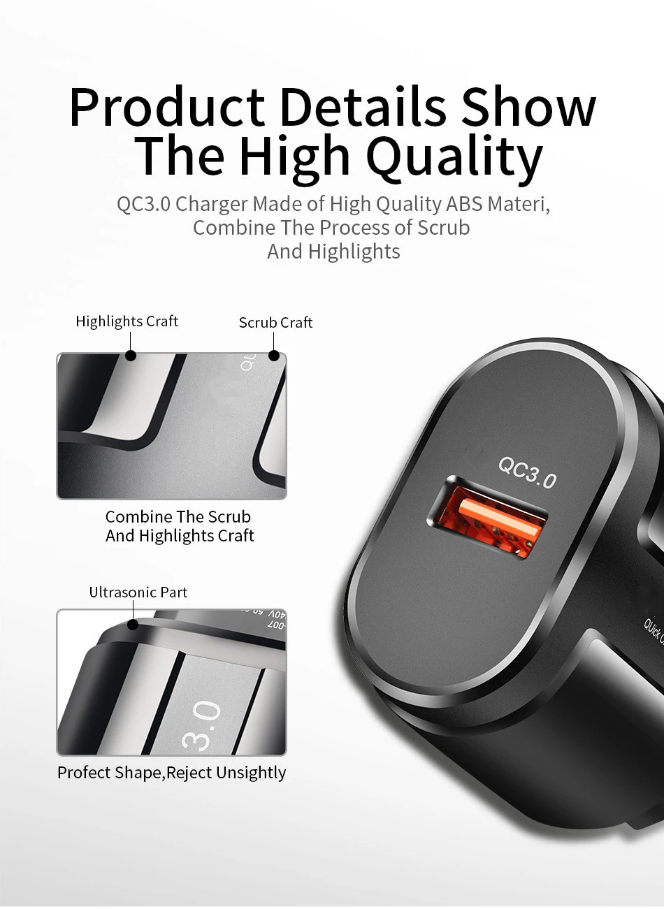 3A Quick Charge 3.0 USB Charger สำหรับ iPhone 11 Pro 8 EU ชาร์จโทรศัพท์มือถือ Adapter QC3.0 Fast Charging สำหรับ Samsung Xiaomi