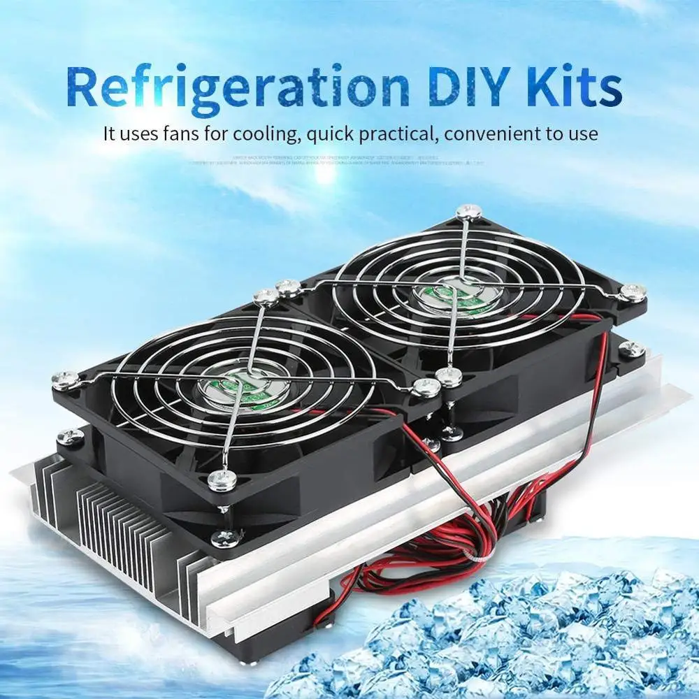 

200 x 115 x 8.5mm 120W Thermoelectric Peltier Refrigeration Semiconductor Cooling System Kits Double Fan