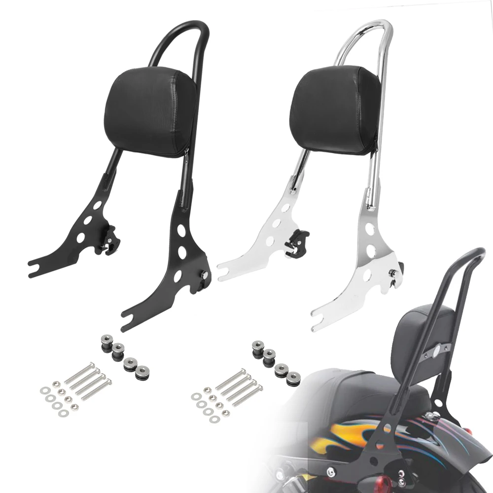 

Motorcycle Black/ Chrome Detachable Sissy Bar Rear Passenger Backrest Cushion Pad For Harley Sportster XL 883C 883R 1200R 1200C