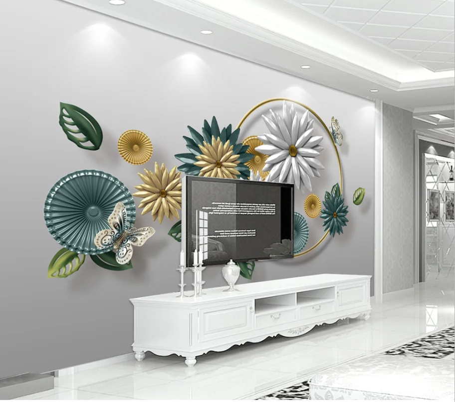 

Customized home background wall wallpaper 3d geometric pattern flowers modern papel de pared 3d wallpaper wall stickers