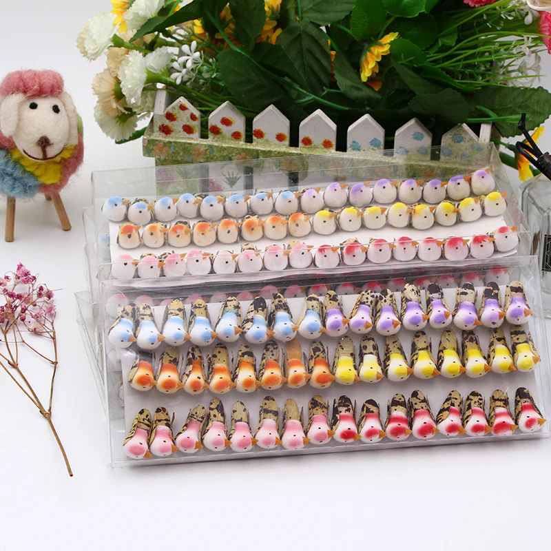 

48pcs a lot 6 mixcolor Foam Imitation Birds Craft For Wedding Party Birthday Gift Home Festival Cake Decoration