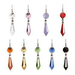 Camal – pendentifs en forme de goutte de 38mm, épingles à nœud papillon, lampe en cristal, pièces prismes suspendues, décoration de la maison, accessoires d'éclairage de fête, 5 pièces