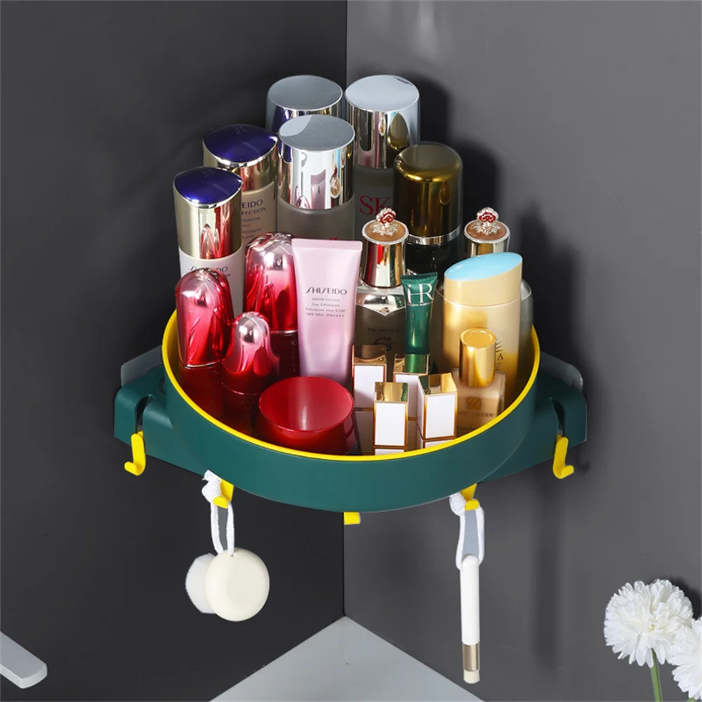 ห้องน้ำ360 ° หมุนชั้นวางห้องน้ำล้างอุปกรณ์มุมชั้นแขวนผนังห้องครัว Seasoning Rack