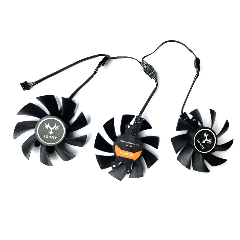 Cooler para placa de vídeo, lançamento 3 pçs, 75mm, 4pin, gtx 1060, cooler, para igame, gtx1060, gtx 1070ti, gtx 1080, gtx 1050, rtx