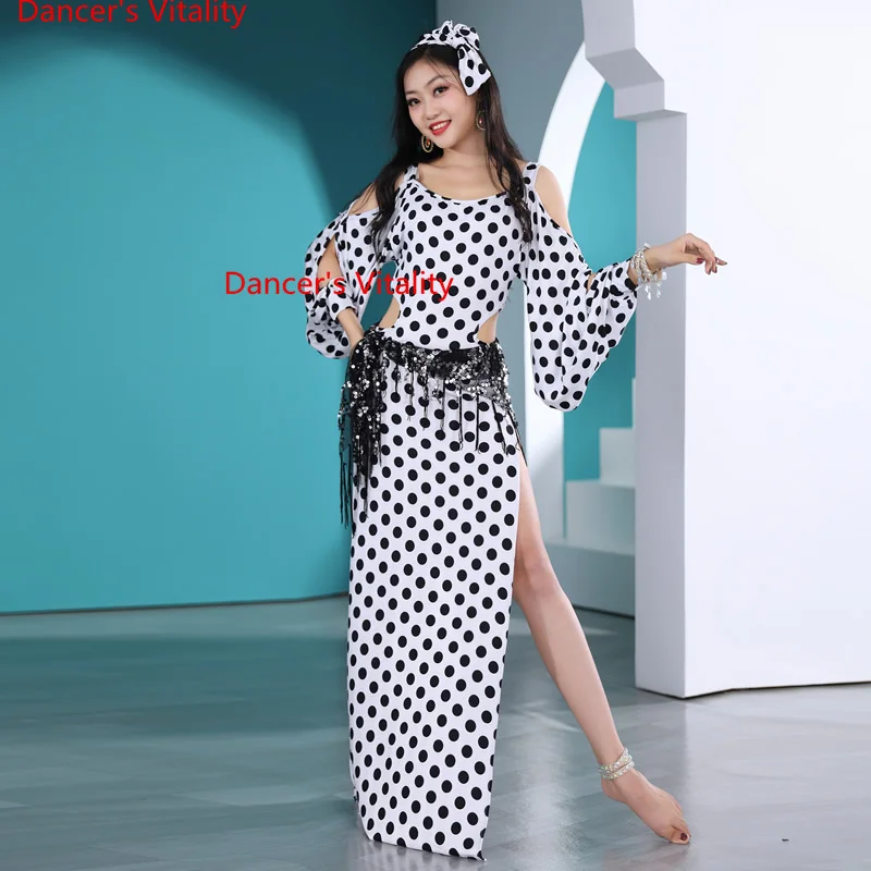 Belly Dance Costume Female Baladi Dot Robe Folk Clothing Long Skirt Women Performance Dress Oriental Dance Practice Dresses