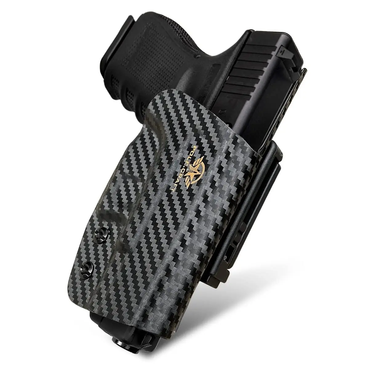 

Glock 19 Holster, Glock 17 Holster OWB Carbon Fiber Kydex Holster Fit: Glock 19 19x / Glock 23 25 32 / Glock 17 22 31 / Glock 26