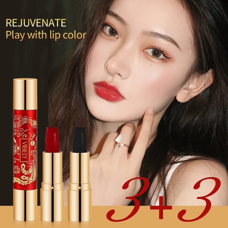 Double Head 6 Color Velvet Matte Lipstick Long lasting not fade Waterproof lipstick Lip Balm Sexy Lip Makeup Women Beauty Gift