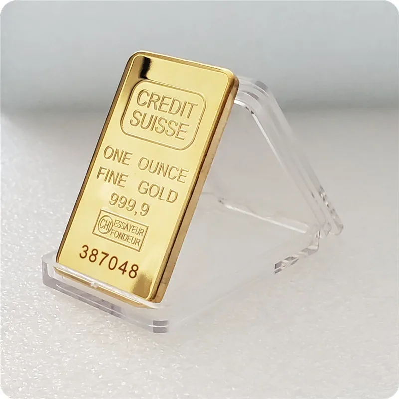 Replica 24ct Gold Plated CREDIT Layered Bullion Bar Switzerland Credit Bullion Bar Modern Art Commemorative Coin Collect