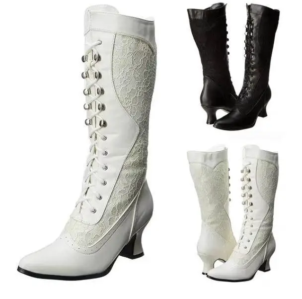 New Sexy Lace lace-up women\'s boots Boots Black High Heels For Women Fashion Shoes Spring Autumn Long Boots High heel Female