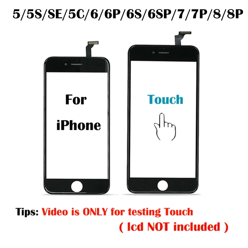 AAA+++ Touch Screen Glass+Flex Cable For 5 5S SE 6Plus 6S 7 8Plus Touch Digitizer For iPhone 8 Front Touch Panel Glass Len+Frame