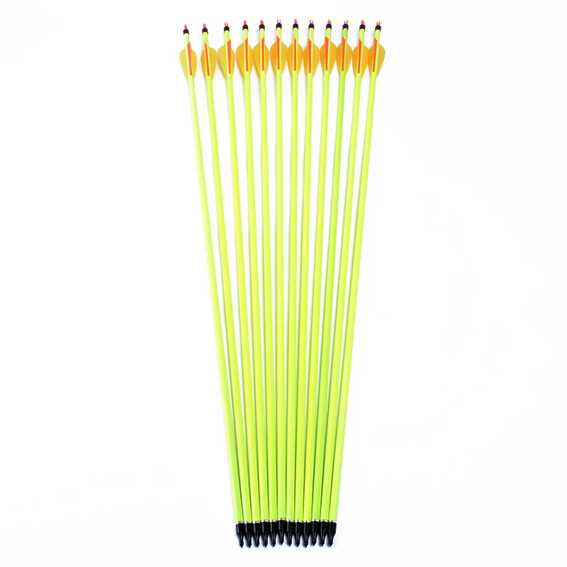 6/12/24 pcs 30 Inches Mixed Carbon Arrow Spine 500 Fluorescent Yellow Shaft for Compound Bow Archery Shooting