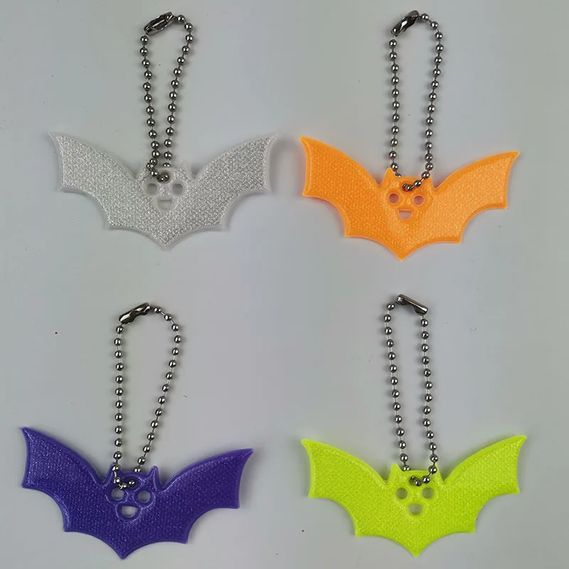 Halloween bat style Small Sequin Glitter Keychains Reflective Safety Pendant Night Riding Walking Bike Gift