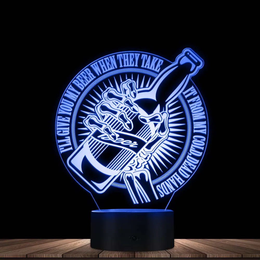 

Passion For Wine 3D Hologram Table Light Hand With Beer Bottle Chic Slogan LED Optical Illusion Lamp Acrylic Display Desk Decor