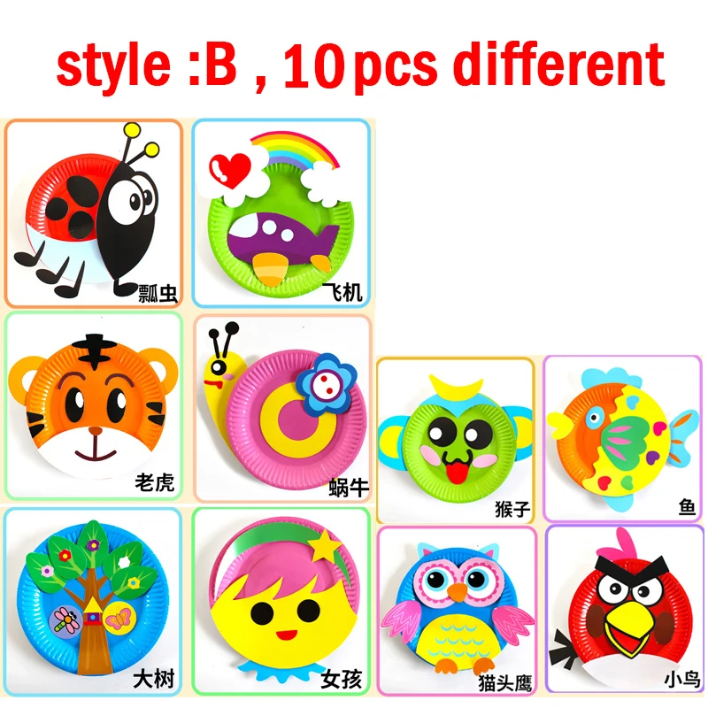 Animal Paper Plate Art Kits Kids DIY 3D Animals Craft Sticker Card Project Teaching Supplies Preschool Toddler Boys Girls