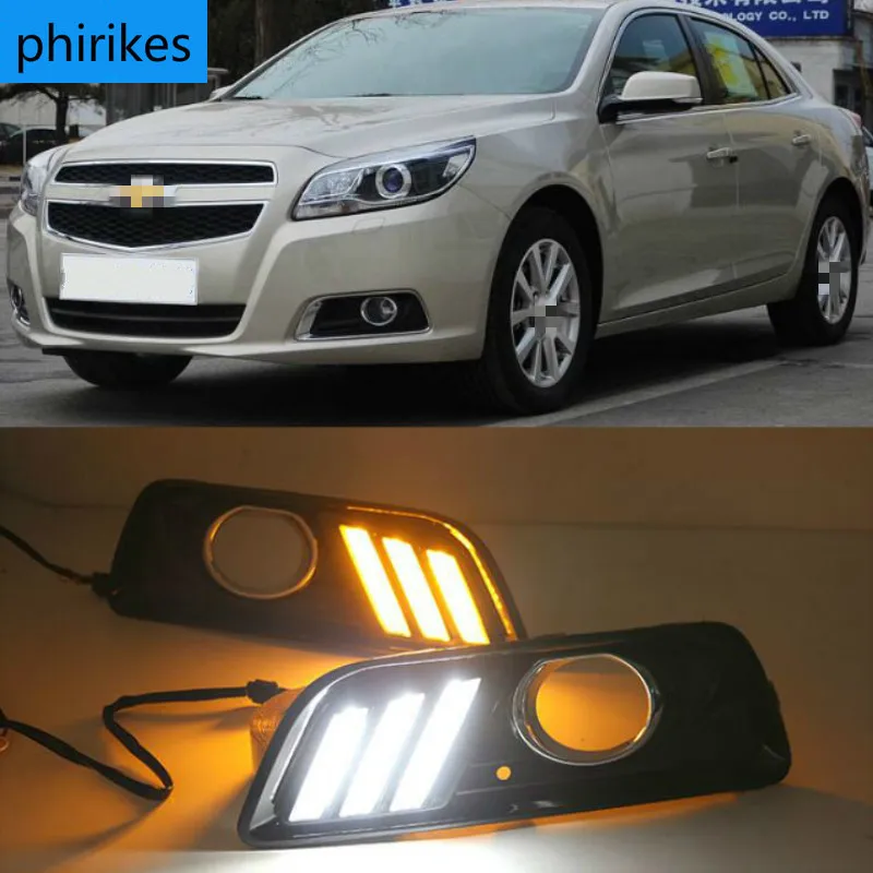 

2Pcs DRL Fog Lamp For Chevrolet chevy Malibu 2011 2012 2013 2014 2015 With Yellow Signal LED Daytime Running Lights