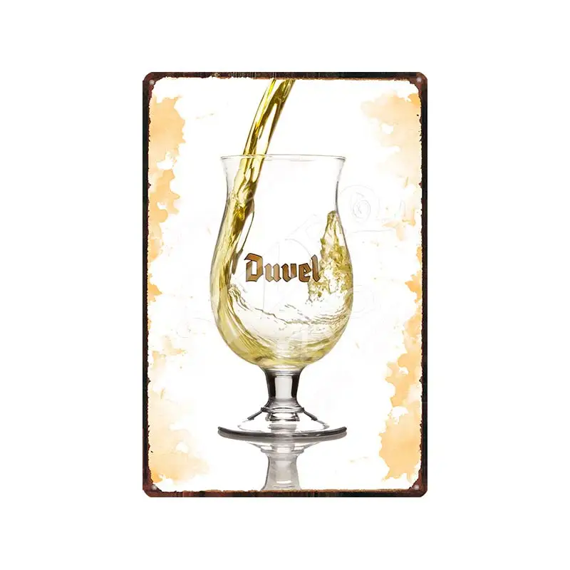 Belgium Beer Duvel Vintage Metal Tin Sign Retro Plates For Wall Bar Pub Art Kitchen Coffee Home Decor 8x12inch Gift DU-9287B