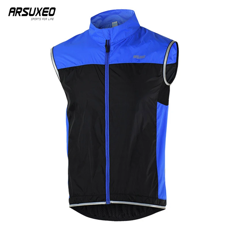 ARSUXEO Cycling Vest Man Bike Clothes Quick Dry Reflective Vest With Pocket MTB Vest Breathable Running Vest