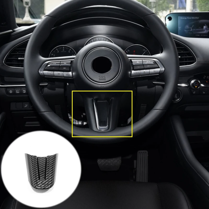 

ABS Matte/Carbon fibre For Mazda CX-30 2020 2021 accessories Car Steering wheel Button frame Cover Trim Sticker Car styling 1pcs