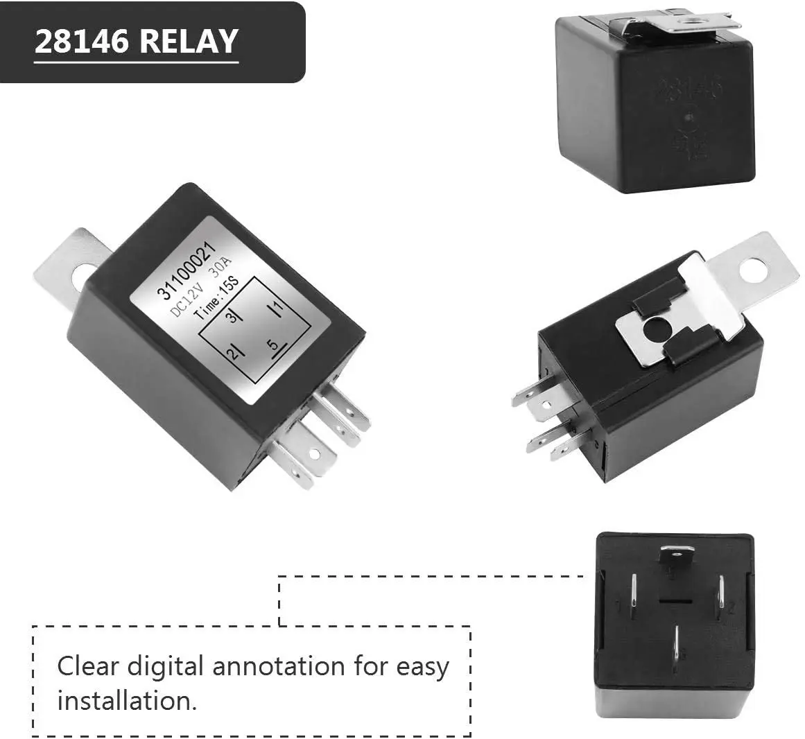 28146 Relay Replacement Electric Vacuum Pump Relays for Brake Booster Vacuum Pump Kit Electric Vacuum Pump (28146RE)