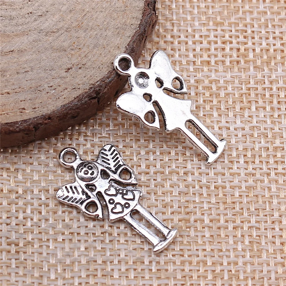 

free shipping 65pcs 14x25mm antique silver Love Angel Fairy charms diy retro jewelry fit Earring keychain hair card pendant