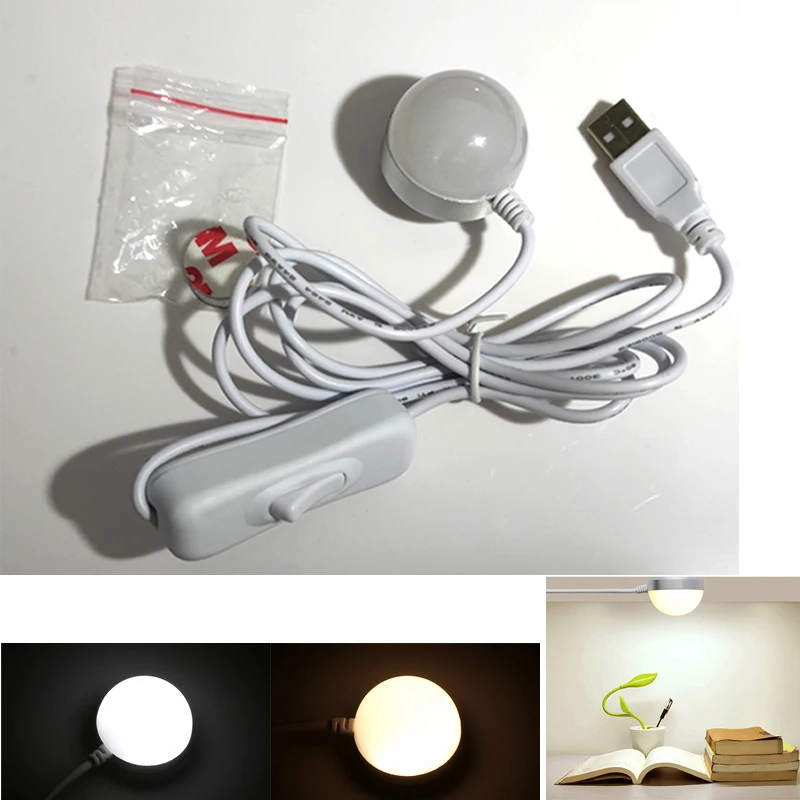 Mini USB magnético LED Reading Lights, Lâmpada magnética para mesa, Gabinete, Gabinete, Parede, Economia de energia, USB, DC, 5V, 2W