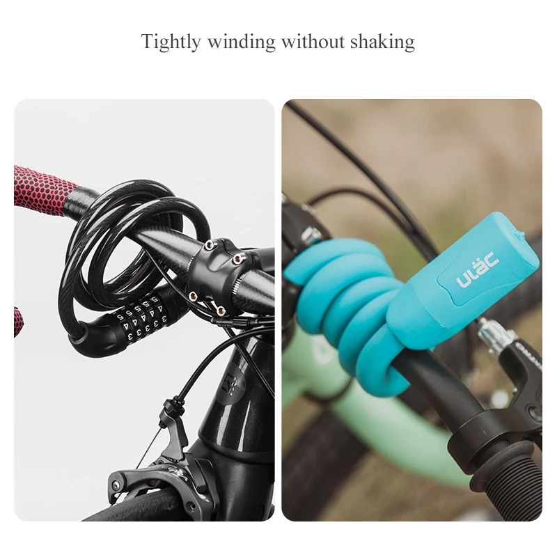 ULAC Cycling Lock MTB Road Bike Password Key Anti-Sheft Memory 4 Colors Ultralight Portable Steel Lock Bicycle Safe Accessories