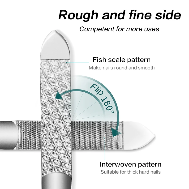 Lima de uñas profesional de doble cara, papel de lija de acero inoxidable, lijado de uñas, pulido, herramientas de cuidado de manicura