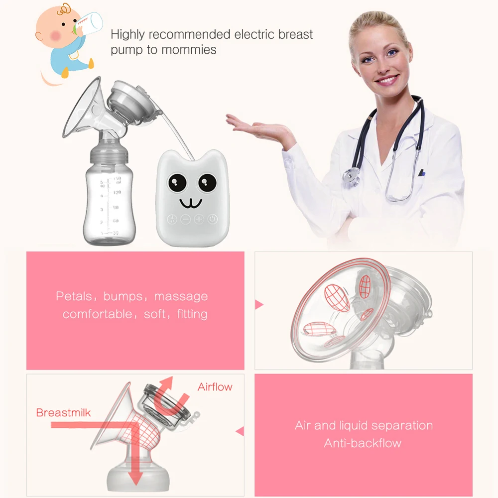 Electric Breast Pump Milk Pump for Baby Feeding Strong Suction FDA Infant Milk Extractor Breast Enlargement Pumps FEED