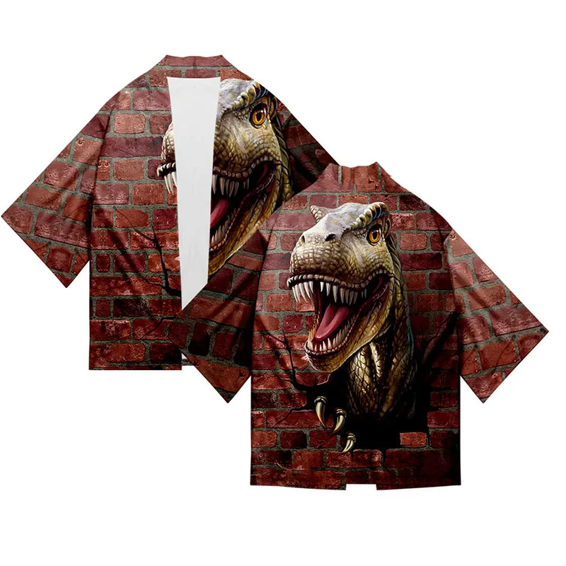 New 3d Print Dinosaur Kimono Shirt Cloak Fashion Hip Hop Style Men Women Seven Point Sleeve Tops Casual Boy Girl Cardigan Jacket